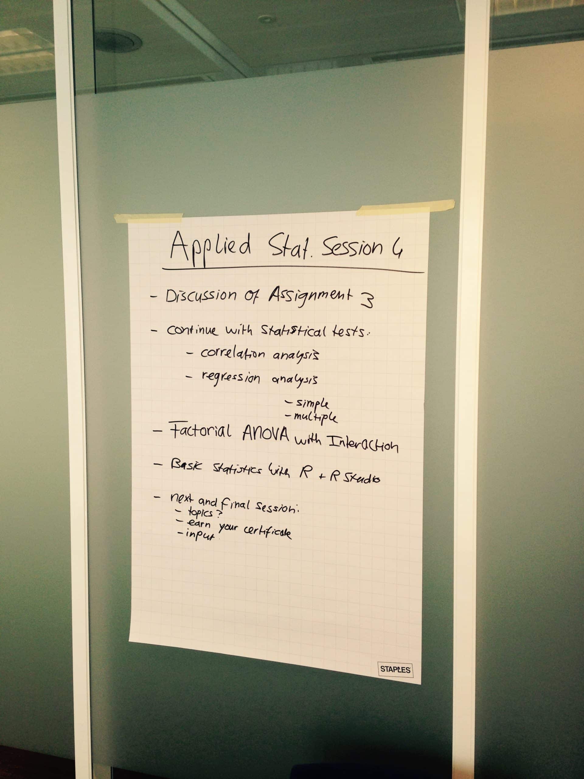 Programma van de Applied Statistics training verzorgd door Fabian Tania bij Booking.com Amsterdam